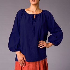 Cotton Renaissance Blouse, Medieval Blouse, Viking Shirt, Vampire Shirt, Victorian Bluse, Pirate shirt, Edwardian Blouse zdjęcie 2