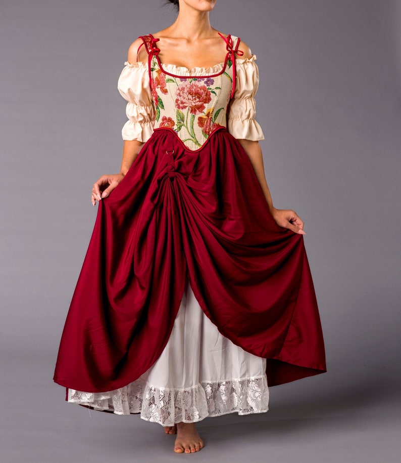 Renaissance dress, Ren faire costume, medieval costume,prairie dress,Ren Faire Dress,cottagecore dress,milkmaid dress, Renaissance corset image 2