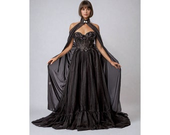 black wedding dress,Dark Fairy Prom dress,Ball gown, gothic prom dress, black wedding dress, corset ball gown, prom dress fairy
