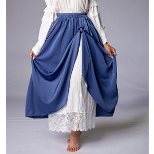 Pull-up middeleeuwse maxi rok, renaissance rok, Edwardiaanse rok, cottagecore rok, flairy rok, steampunk rok, Victoriaanse rok, afbeelding 2