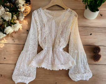 Viktorianische Bluse, Renaissance Bluse, Mittelalter Bluse, Cottagecore Top, Cottage Core Bluse, Viktorianische Bluse, Edwardianische Bluse