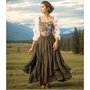 Renaissance-Kostüm, Outfit, Mittelalterkostüm, Renaissancekleid, Präriekleid, Ren-Faire-Kleid, Milchmädchenkleid, Renaissance-Korsett Bild 1