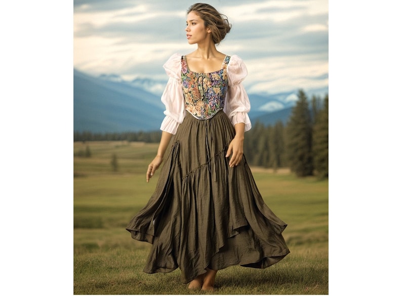 Renaissance-Kostüm, Outfit, Mittelalterkostüm, Renaissancekleid, Präriekleid, Ren-Faire-Kleid, Milchmädchenkleid, Renaissance-Korsett Bild 1