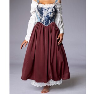 Pull-up middeleeuwse maxi rok, renaissance rok, Edwardiaanse rok, cottagecore rok, flairy rok, steampunk rok, Victoriaanse rok, afbeelding 9