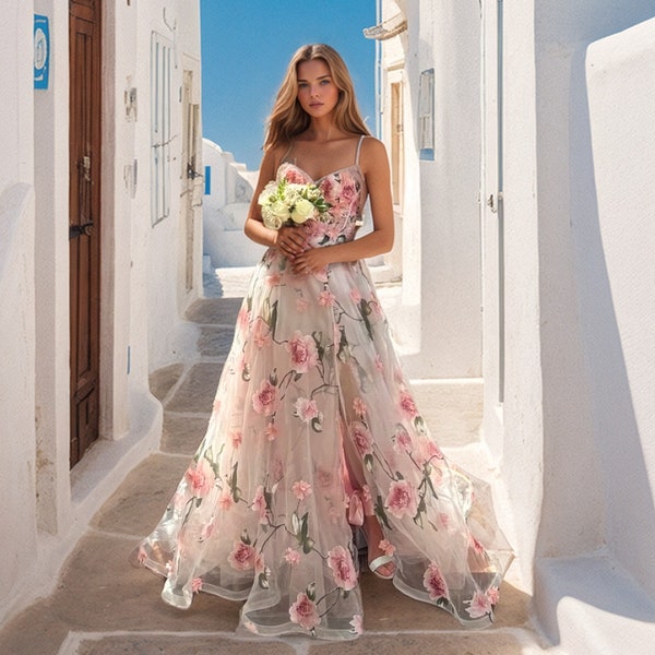 Feen-Kleid, Blumen-Kleid, Fairycore-Kleid, Korsett-Hochzeitskleid, Elfen-Kleid, Abschlussballkleid, Ballkleid, Fairy-Ballkleid, Regentschaftskleid