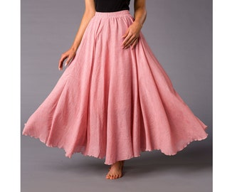 Linnen maxi rok, renaissance rok, lange rok, middeleeuwse rok, Edwardiaanse rok, cottagecore rok, flairy rok, brede rok