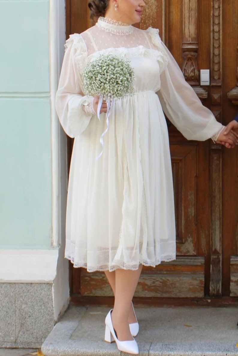 Viktorianisches Ballkleid, Feenballkleid, Boho-Hochzeitskleid, Milchjungfrauenkleid, Hochzeitskleid, Hochzeitskleid, Standesamt-Hochzeitskleid Bild 6