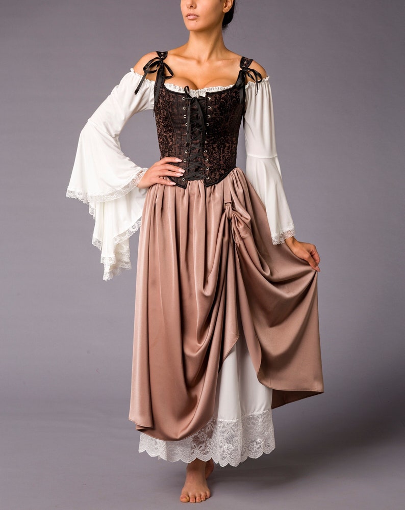 Renaissance dress, Ren faire costume, medieval costume,prairie dress,Ren Faire Dress,cottagecore dress,milkmaid dress, Renaissance corset Bild 8