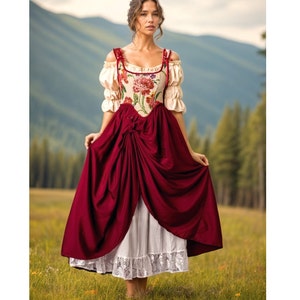Renaissance Outfit, medieval dress,medieval costume,renaissance dress,renaiccance corset,Ren Faire Dress,cottagecore dress,milkmaid dress