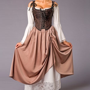 Renaissance dress, Ren faire costume, medieval costume,prairie dress,Ren Faire Dress,cottagecore dress,milkmaid dress, Renaissance corset Bild 6