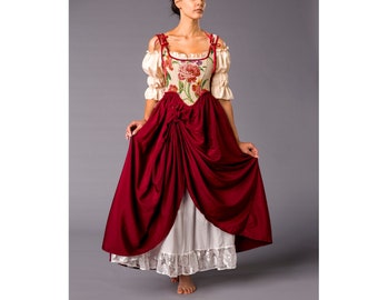 Renaissance dress, Ren faire costume, medieval costume,prairie dress,Ren Faire Dress,cottagecore dress,milkmaid dress, Renaissance corset