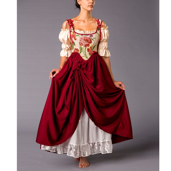 Renaissance dress, Ren faire costume, medieval costume,prairie dress,Ren Faire Dress,cottagecore dress,milkmaid dress, Renaissance corset