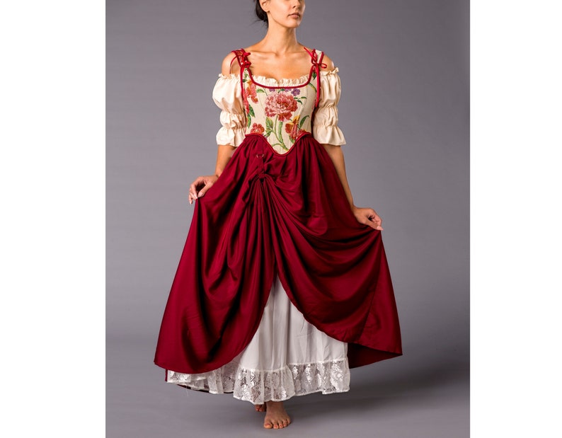 Renaissance dress, Ren faire costume, medieval costume,prairie dress,Ren Faire Dress,cottagecore dress,milkmaid dress, Renaissance corset image 1