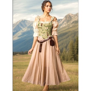 Ren faire costume, medieval dress ,renaissance dress, prairie dress, Ren Faire Dress, cottagecore dress, milkmaid dress, Renaissance corset