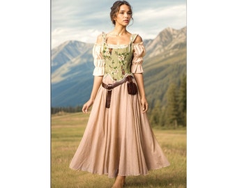Ren faire costume, medieval dress ,renaissance dress, prairie dress, Ren Faire Dress, cottagecore dress, milkmaid dress, Renaissance corset