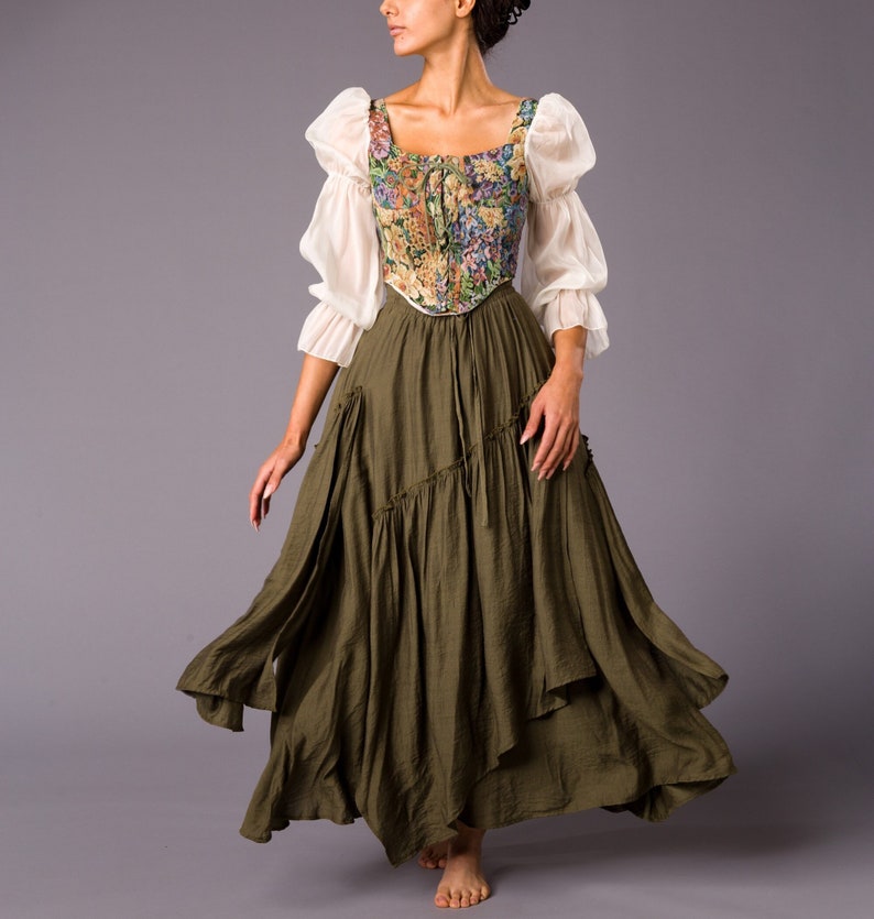 Renaissance-Kostüm, Outfit, Mittelalterkostüm, Renaissancekleid, Präriekleid, Ren-Faire-Kleid, Milchmädchenkleid, Renaissance-Korsett Bild 4