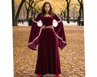 Renaissance Kleid, Burgunder Kleid, Mittelalter Kleid, Regency Kleid, Viktorianisches Kleid, Prärie Kleid, Renaissance Kleid, Cottagecore Kleid