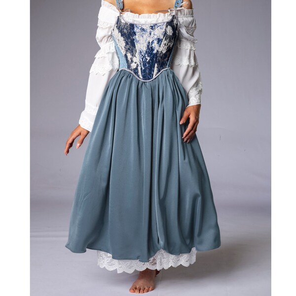 Pull-up Medieval Maxi Skirt, renaissance skirt, edwardian skirt, cottagecore skirt, flairy skirt, steampunk skirt,victorian skirt,