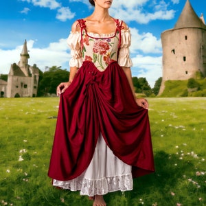 Renaissance dress, Ren faire costume, medieval costume,prairie dress,Ren Faire Dress,cottagecore dress,milkmaid dress, Renaissance corset image 10