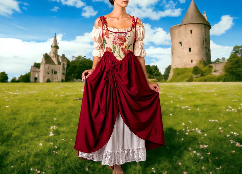 Renaissance dress, Ren faire costume, medieval costume,prairie dress,Ren Faire Dress,cottagecore dress,milkmaid dress, Renaissance corset image 10