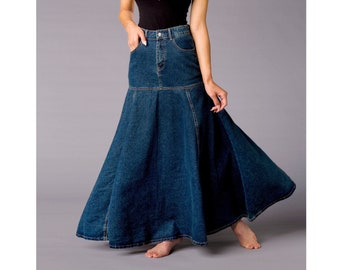 Denim Maxi Skirt, long jeans skirt, Y2K skirt, Jeans Maxi skirt, Harajuku Skirt, Grunge Skirt, Kawaii skirt, cottagecore skirt