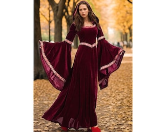 Renaissance dress, burgundy gown,medieval dress,regency dress,victorian dress,prairie dress,Ren Faire Dress,cottagecore dress,