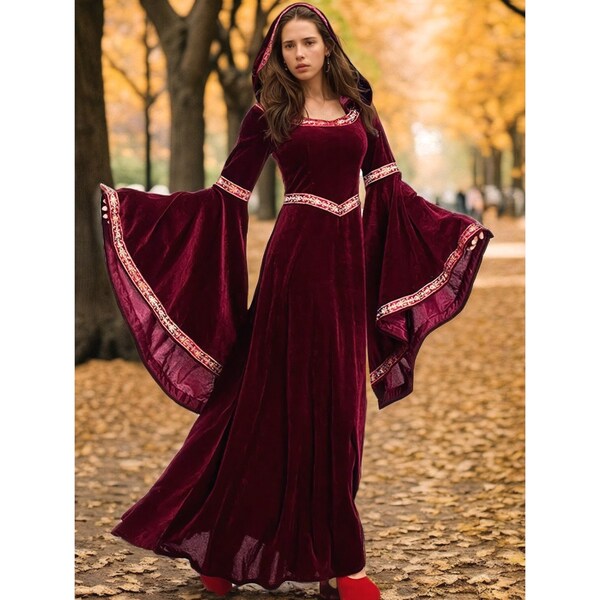 Renaissance Kleid, Burgunder Kleid, Mittelalter Kleid, Regency Kleid, Viktorianisches Kleid, Prärie Kleid, Renaissance Kleid, Cottagecore Kleid