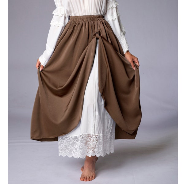 Pull-up Medieval Maxi Skirt, renaissance skirt, edwardian skirt, cottagecore skirt, flairy skirt, steampunk skirt,victorian skirt,