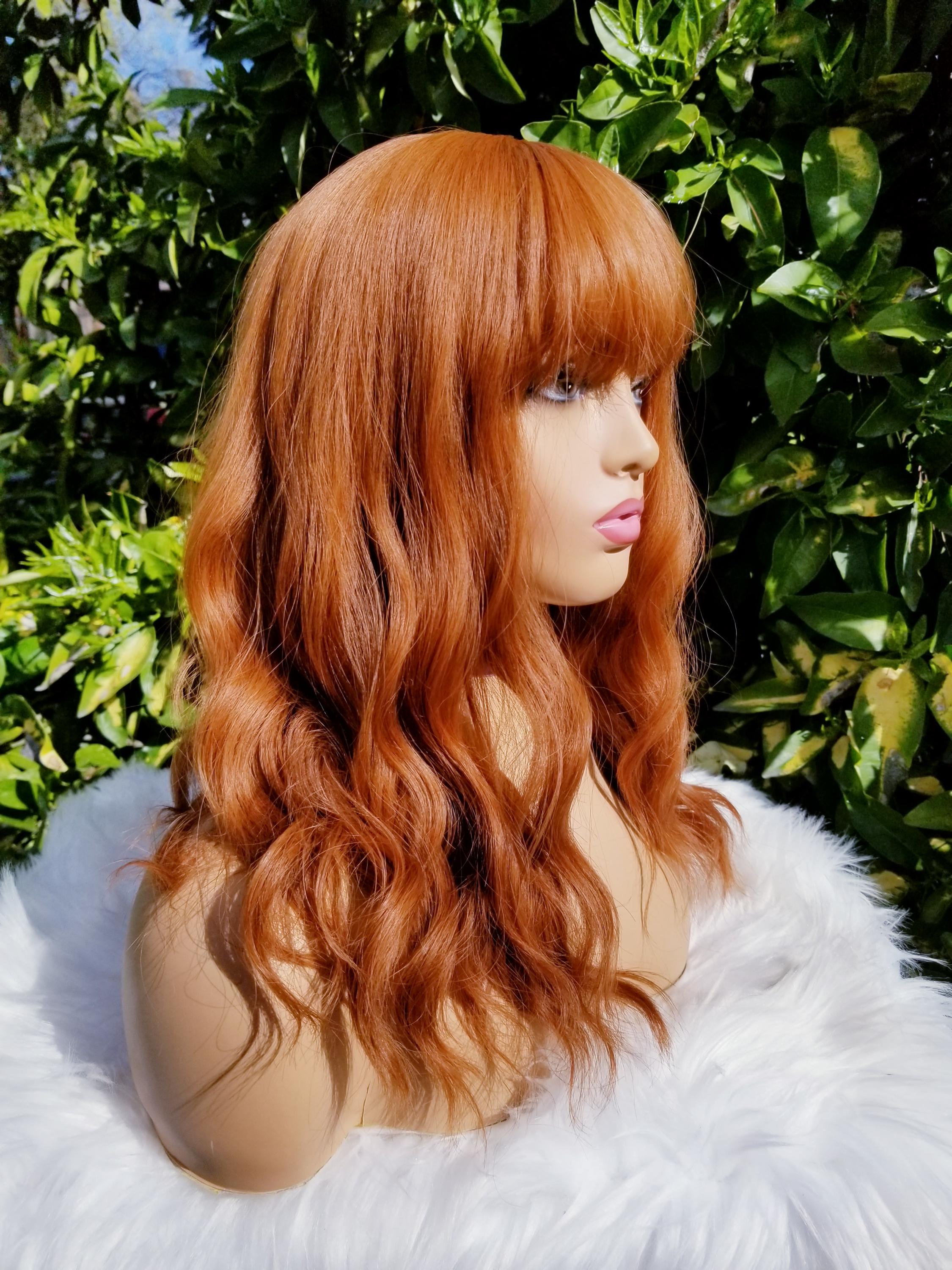 Auburn color wig with bangs nevermindyrhead-women-auburn-  main image 3