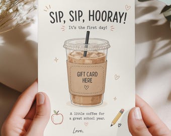 Ready to Print First Day of School Teacher Gift Card Holder, Coffee Gift Card Middle School Student, Printable Back to School Gift For Teens