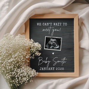 Pregnancy Announcement Digital Gender Neutral Boho Baby Announcement, Simple Minimalist Instagram Social Media Baby Reveal Editable Template
