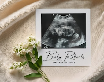 Minimalist Pregnancy Announcement Digital, Simple Spring Fall Gender Neutral Baby Announcement, Editable Social Media Baby Reveal Template