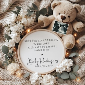 Bible Verse Pregnancy Announcement Digital, Religious Christian Boho Baby Announcement, Simple Gender Neutral Minimalist Social Media Reveal