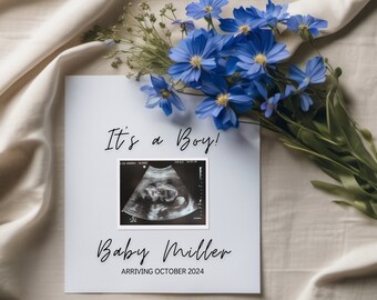 It's a Boy Baby Gender Reveal, Simple Spring Minimalist Social Media Announcement, Editable Modern Digital Pregnancy Announcement Download