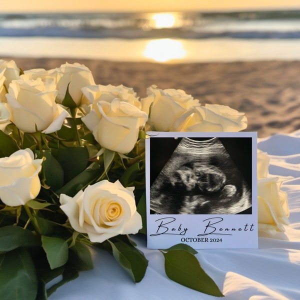Pregnancy Announcement Digital Gender Neutral Baby, Simple Modern Minimalist Spring Summer Pregnancy, Editable Template Social Media Reveal