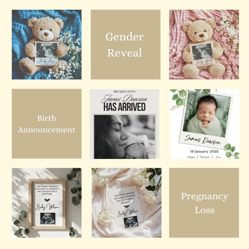 Little miracle pregnancy digital card, editable neutral reveal.
Virtual pregnancy announcement neutral template for online sharing.
Digital pregnancy reveal card designed for neutral baby announcements.
Neutral second baby reveal card, editable digital download.
Newspaper style baby reveal digital card, neutral design.