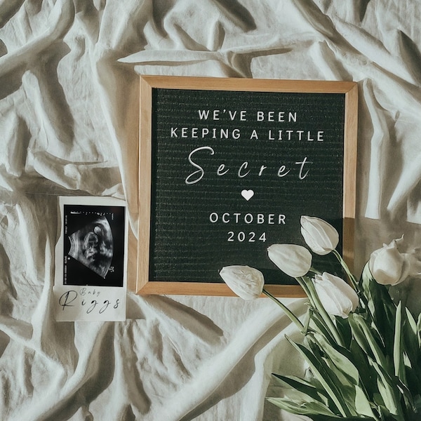 Digital Pregnancy Announcement, Social Media Reveal, Gender Neutral Modern Pregnancy, Editable Canva Template, Simple Minimalist Aesthetic