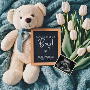 Annuncio di gravidanza digitale It's a Boy, rivelazione del sesso del bambino, rivelazione sui social media del fratellino, modello modificabile per l'annuncio di nascita