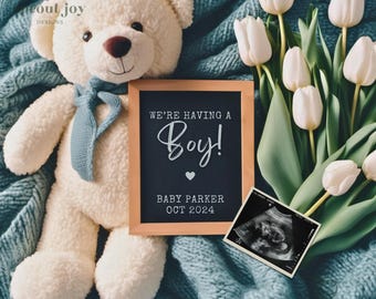 It's a Boy Pregnancy Announcement Digital, Baby Boy Gender Reveal, Little Brother Social Media Reveal, Editable Template Baby Announcement