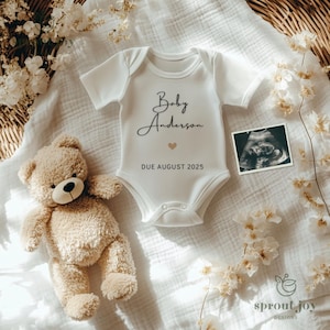 Simple Pregnancy Announcement Digital, Minimalist Spring Gender Neutral Boho Baby Announcement, Modern Editable Social Media Reveal Template