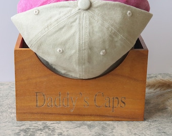 Porta sombreros de madera personalizado, caja de madera para gorras, expositor de sombreros, organizador de gorras, soporte para gorras, regalo para papá, regalo para el Día del Padre