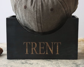 Porte-chapeau personnalisé pour homme - Porte-chapeau en bois, porte-chapeau gravé, porte-chapeau personnalisé, cadeau personnalisé pour lui