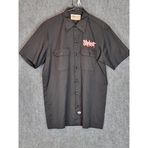 Vintage Dickies Slipknot Button Up Work Shirt Mens Large Black Band Merch 90s
