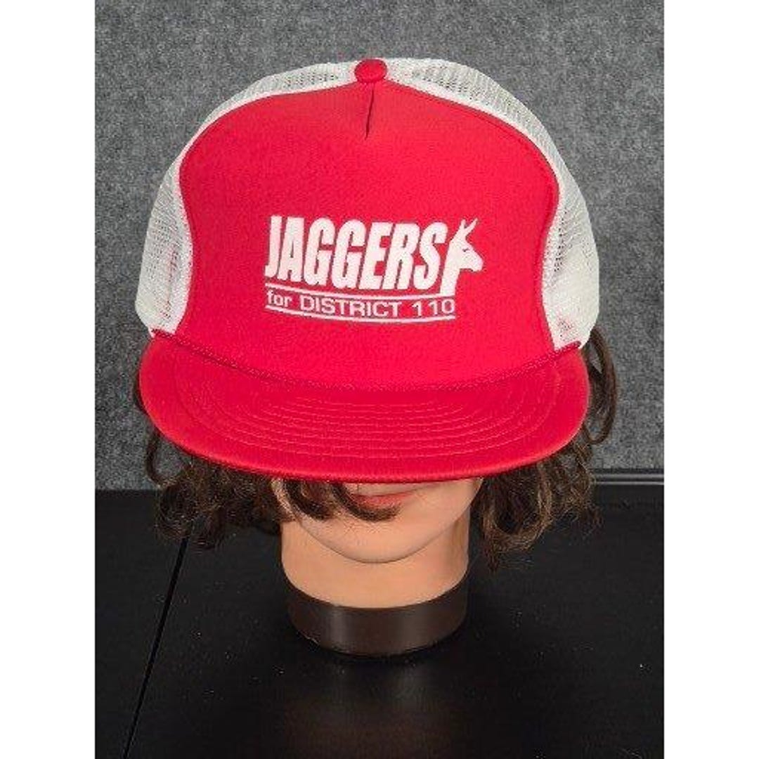 Vintage Nissin Cap Jaggers for District 110 Red White Mesh Trucker Hat ...