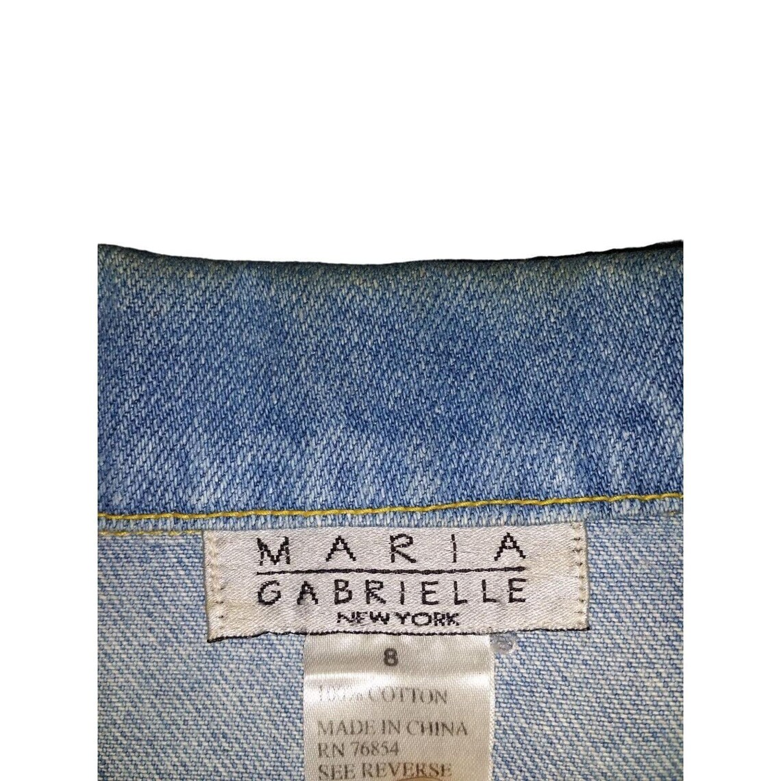 Womens Jacket Denim Blazer 8 Light Wash Frayed Fringe Trim Maria Gabrielle, Foto 3 von 5