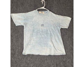Vintage Princess Cruises Caribbean Fish Skeleton Acid Wash T-Shirt Light Blue M