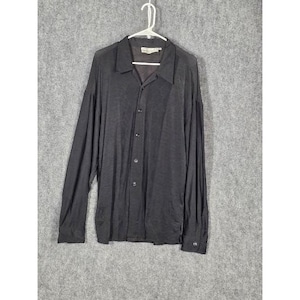 Mens XL Button Up Shirt Slouchy Black Drape Made in USA Vintage 90s Smash