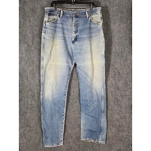 VTG Wrangler Mens Jeans Light Wash Straight Leg Denim Pants Size 36x32 Western image 1