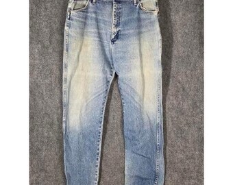 VTG Wrangler Mens Jeans Light Wash Straight Leg Denim Pants Size 36x32 Western
