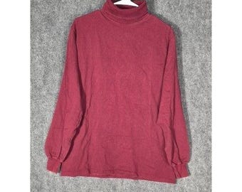 VTG Red Eagle Trading Co Mens Long Sleeve Turtleneck Shirt Burgundy Sz L USA